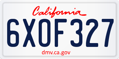 CA license plate 6XOF327