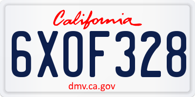 CA license plate 6XOF328