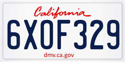 CA license plate 6XOF329