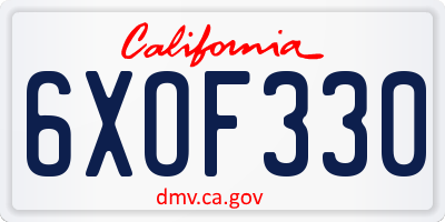 CA license plate 6XOF330
