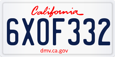 CA license plate 6XOF332
