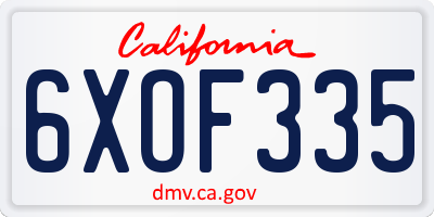 CA license plate 6XOF335