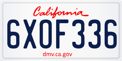 CA license plate 6XOF336