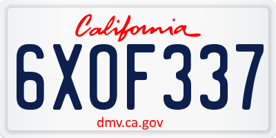 CA license plate 6XOF337