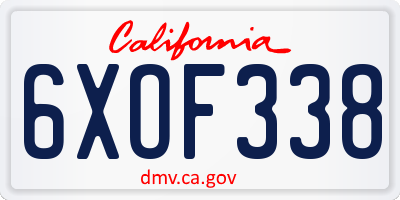 CA license plate 6XOF338