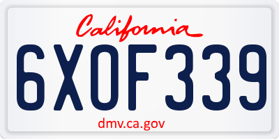 CA license plate 6XOF339