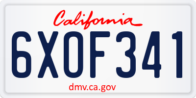 CA license plate 6XOF341