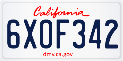 CA license plate 6XOF342