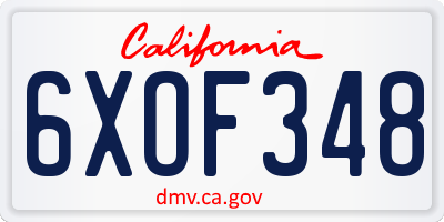 CA license plate 6XOF348