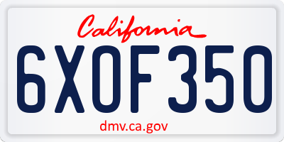 CA license plate 6XOF350