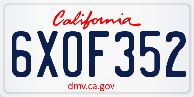 CA license plate 6XOF352