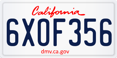 CA license plate 6XOF356