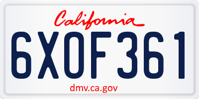 CA license plate 6XOF361