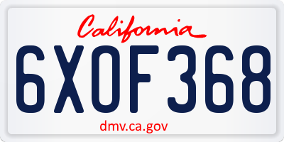 CA license plate 6XOF368