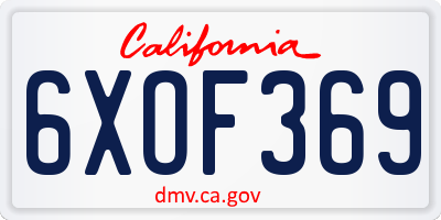 CA license plate 6XOF369