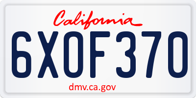 CA license plate 6XOF370