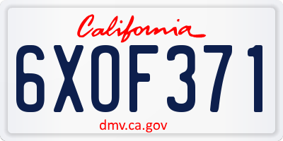 CA license plate 6XOF371