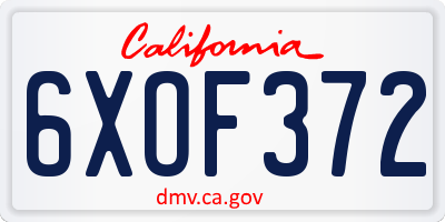 CA license plate 6XOF372