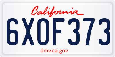 CA license plate 6XOF373