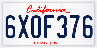 CA license plate 6XOF376