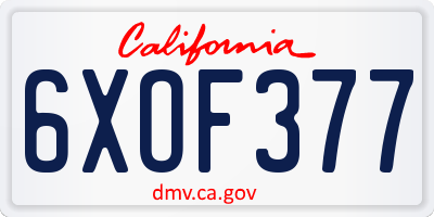 CA license plate 6XOF377