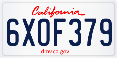 CA license plate 6XOF379