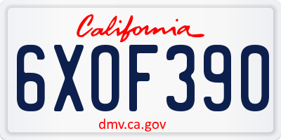 CA license plate 6XOF390