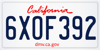 CA license plate 6XOF392