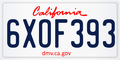CA license plate 6XOF393