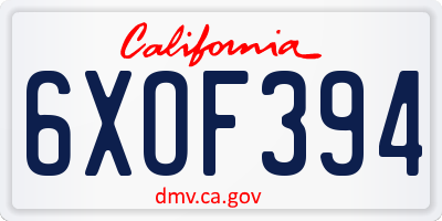 CA license plate 6XOF394