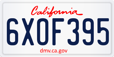 CA license plate 6XOF395