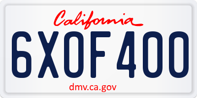 CA license plate 6XOF400