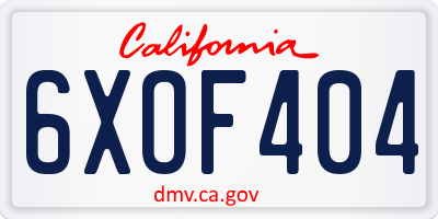 CA license plate 6XOF404