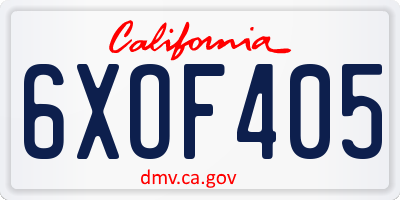 CA license plate 6XOF405