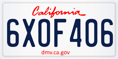 CA license plate 6XOF406