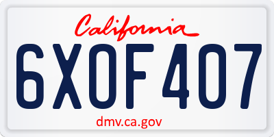 CA license plate 6XOF407
