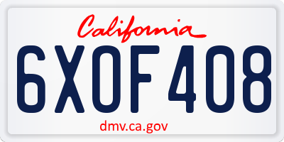 CA license plate 6XOF408