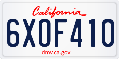 CA license plate 6XOF410