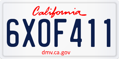 CA license plate 6XOF411