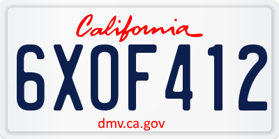 CA license plate 6XOF412