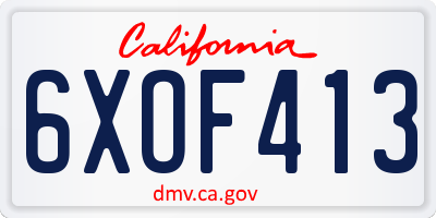 CA license plate 6XOF413