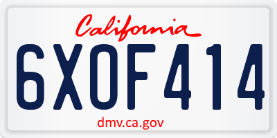 CA license plate 6XOF414
