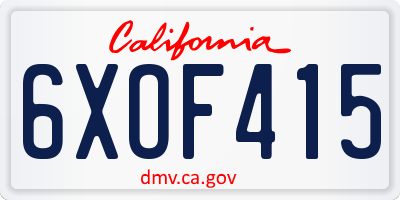 CA license plate 6XOF415