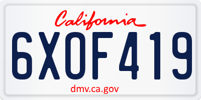 CA license plate 6XOF419