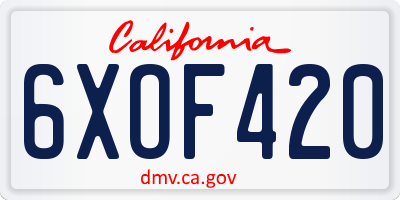 CA license plate 6XOF420