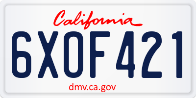 CA license plate 6XOF421