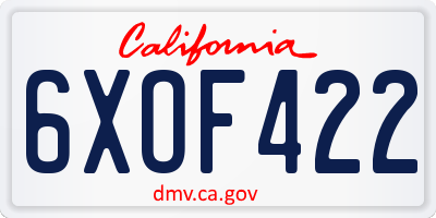 CA license plate 6XOF422