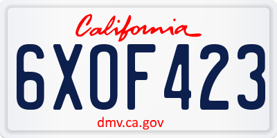 CA license plate 6XOF423