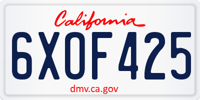 CA license plate 6XOF425