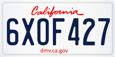 CA license plate 6XOF427